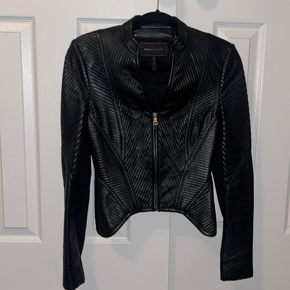 BCBG Maxazria Jagger faux leather jacket size XS